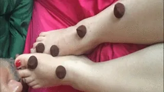 Foot slave gets dessert