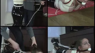 Pepper Sterling : Tight Latex Armbinder Hogtie