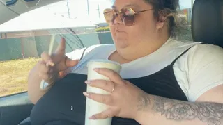 SSBBW Taco stuffing in car & Fat Chat & Belly Play