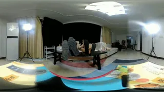 Asian couple stinky feet and shoes 360VR