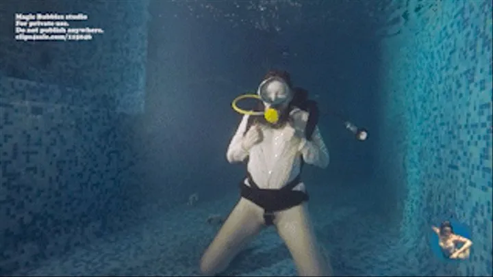 Helen schoolgirl and scuba in the pool