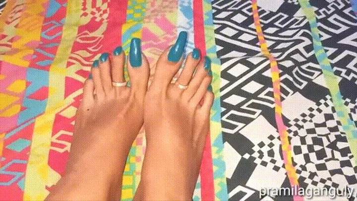 Beautiful Indian Feet With Sexy Long Teal Toenails