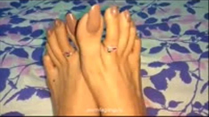 Feet and Toes closeup in light brown nail color