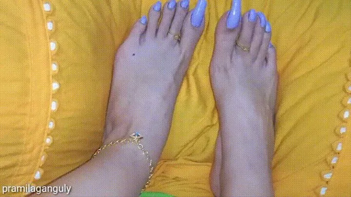 Beautiful Indian Feet In Lavender Long Toenails With Toerings & Anklet