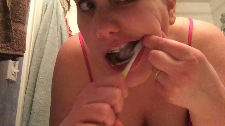 Brushing my shiny braces and drooling alot