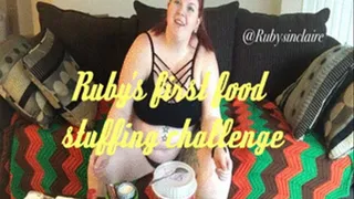 BBW Ruby's first food stuffing challange and burping