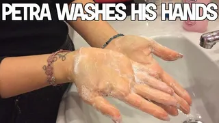 Petra washes his hands