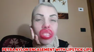 Petra nylon encasement with lipstick lips