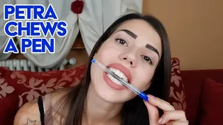 Petra chews a pen