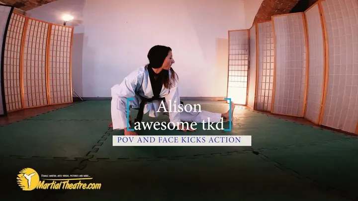 Alison awesome tkd POV and face kicks action