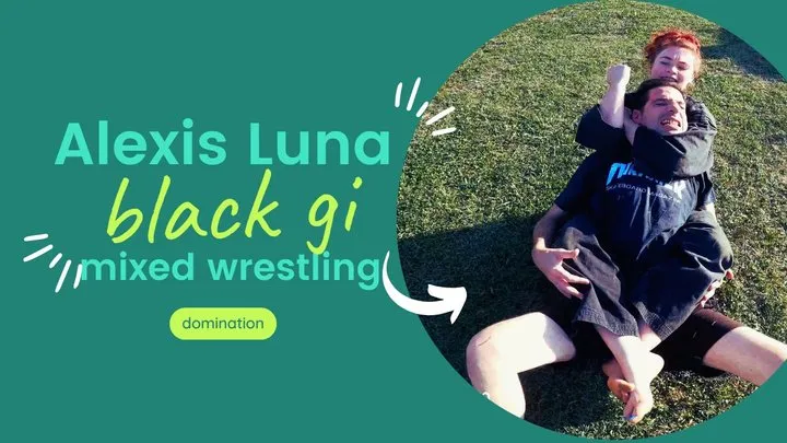 Alexis Luna outdoor black gi mixed wrestling domination