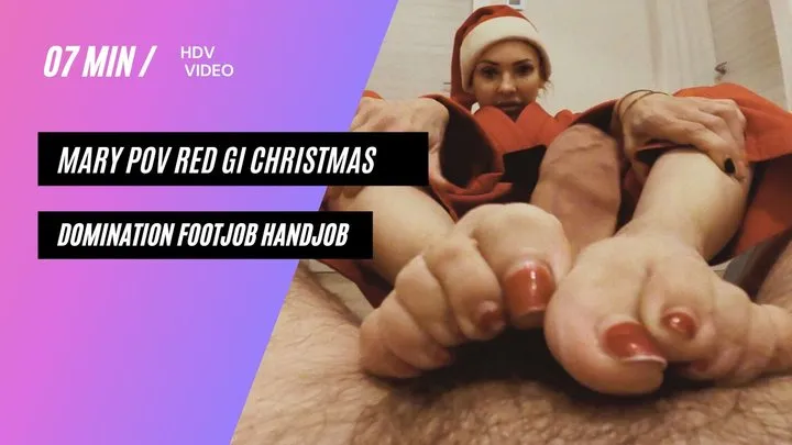 Mary POV red gi christmas domination footjob and handjob