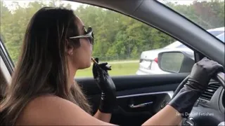 Smoking and driving in gloves