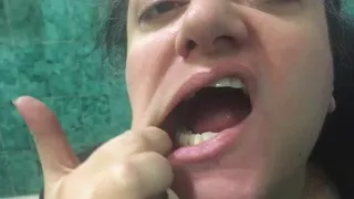 Extreme close up tootbrushing