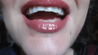 Uvula, teeth and veiny tongue