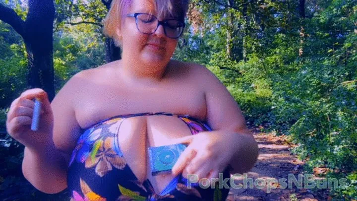 Bbw pork chop smoking and bouncing huge tits