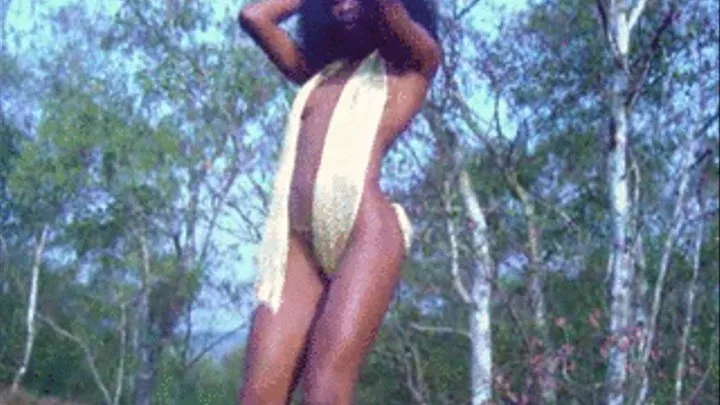 Sexy ebony girl stripping in the woods