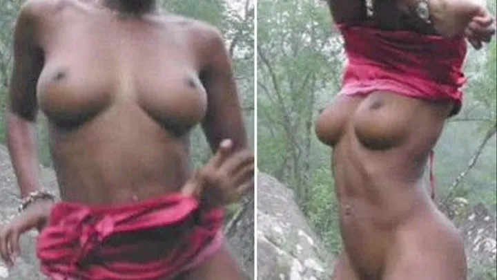 Funny sexy Strip-Tease in nature by an Ebony Bombshell