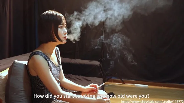 Asian young beauty yibai`s new smoking interview