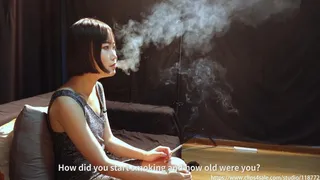 Asian young beauty yibai`s new smoking interview
