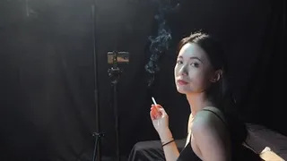 young beauty Bohe`s 8 cigarette processes extremely elegant and super sexy breathing