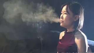 Asian young beauty yibai`s smoking interview