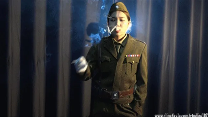 Yudi sexy smoking in a Military Uniform