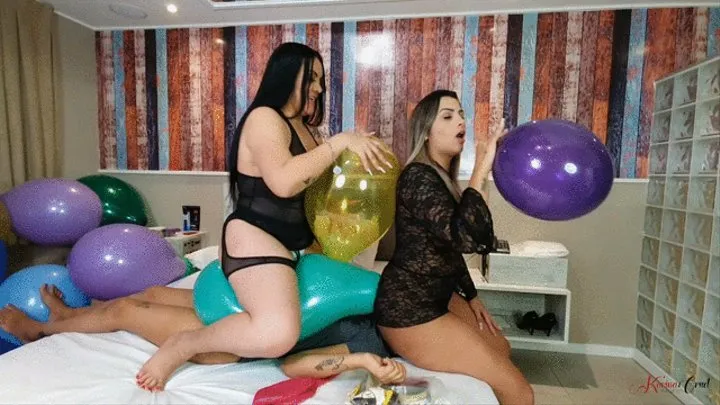 TWO MILF BLOWING BALLOONS JUMPING AND SITTING ON THE HUMAN SOFA -- BY ADRIANA FULLER AND BIA MELLO - NEW KC 2021 - CLIP 2