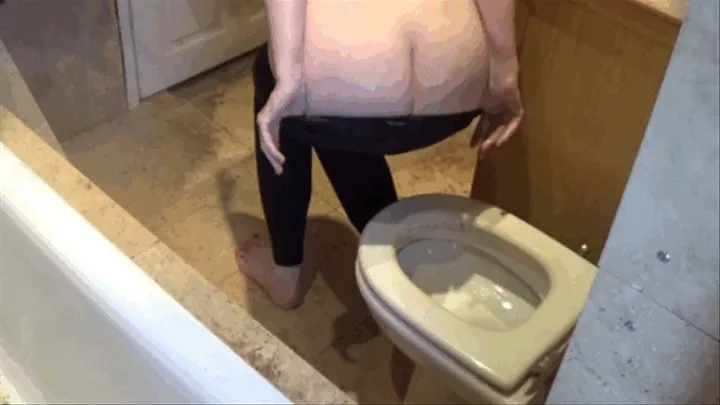 Rear Ass View Farts, Straining & Plops In Yoga Pants - Toilet Fetish & Fart Fetish