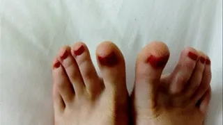 Toe Wiggling and Finger Fucking Between my Red Painted Toenails POV