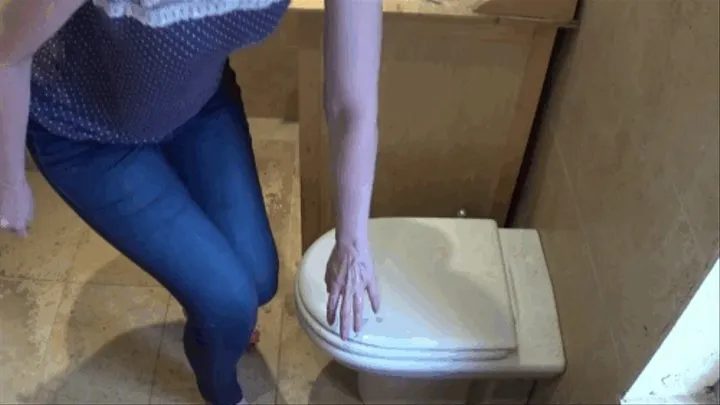 Plops in Tight Blue Skinny Jeans - Toilet Fetish