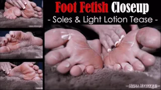 Foot Fetish Closeup Soles and Light Lotion Tease