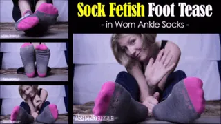 Sock Fetish Foot Tease in Worn Ankle Socks