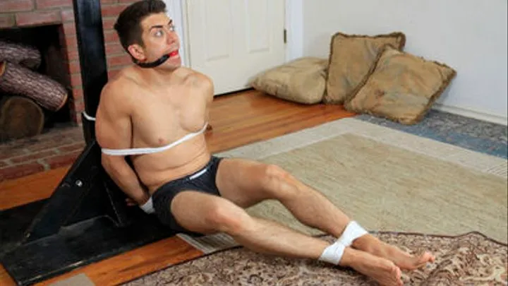 Handsome and Straight Won't Help Him Get Free From His Bondage and Ball Gagging!