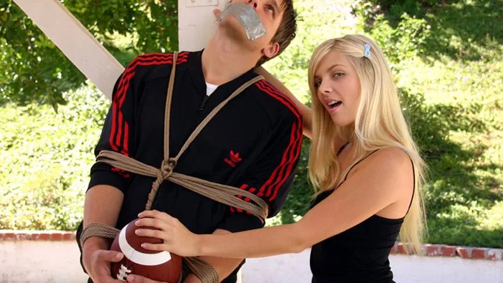 Feisty Jana Jordan Ties Jock Graven To A Post With His Precious Football In Hand!