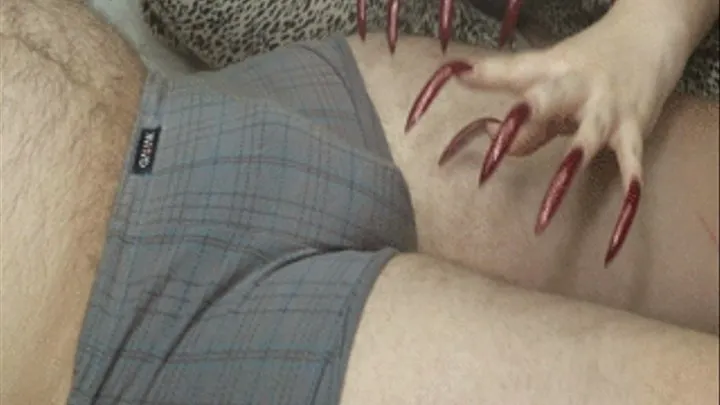 Man s private parts scratching with the red nails - clip 1