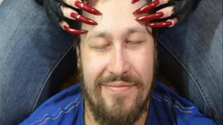 Face scratching with the red nails - clip 1