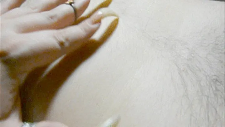 Chest scratching with bare long natural nails - clip 1