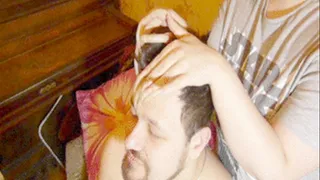 Head scratching both hands with the bare nails - clip 6  part 3
