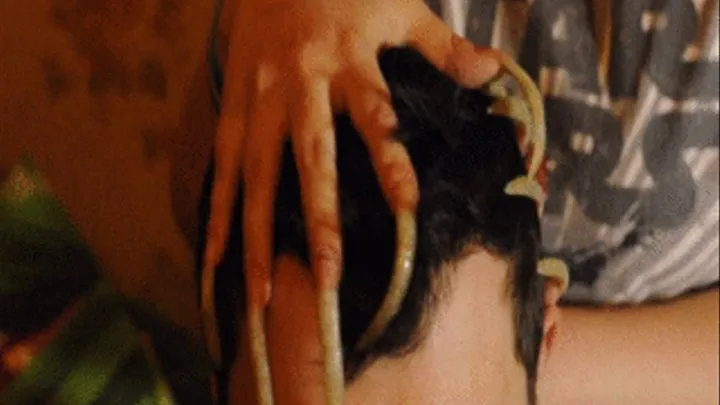 Head scratching both hands with the bare nails - clip 5  full version