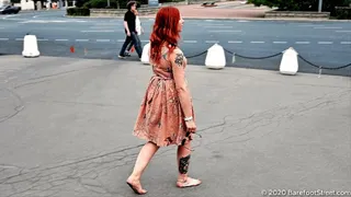 Tattooed redhead mature girl Elena spends summer evening barefoot in the city (Part 6 of 6)