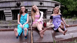Three blondes Irene, Lilia and Valentina walk barefoot in the city after a summer rain (Part 6 of 6) #20211017