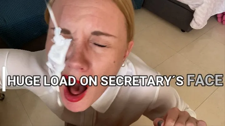 Huge load on secretary´s face POV