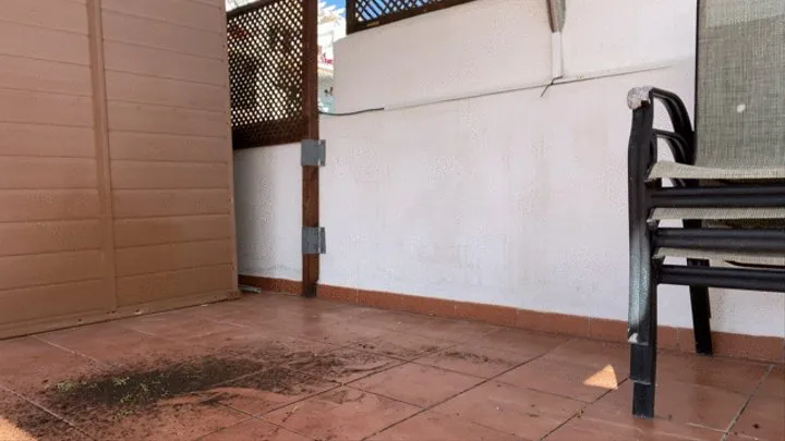 to clean floor with ripped shirt