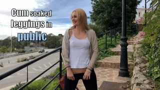 Cum soaked leggings in public