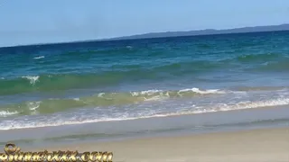 sneaky wife cheats on husband at the beach