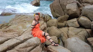 Sofi Tied in pink dress on the seashore among the rocks Samui23-07 Part 1-2 Full version