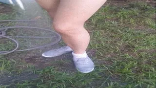 Backyard fun; squishy shoes xxx