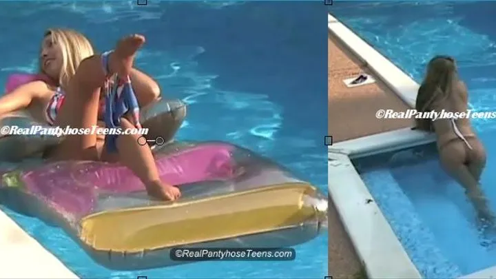 18yo Bri Tan French Cut Pantyhose in the Pool