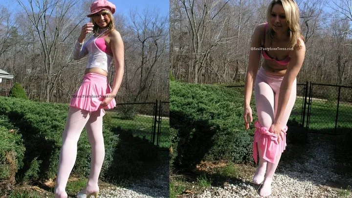 18yo Katie Pink Pantyhose, Bra, Skirt